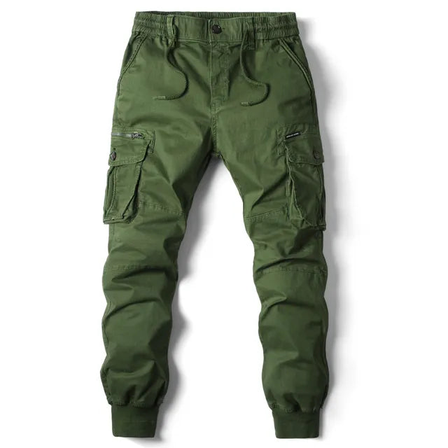 Comfortable Men's Cargo Trousers - Noah-Olive Green-29-Nora Luxe
