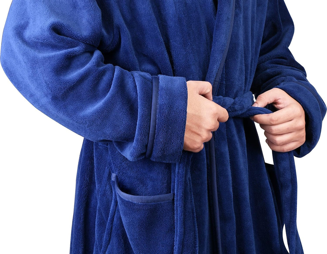 Comfortable Men's Fleece Bathrobe - Harry-Black-S/M-Nora Luxe