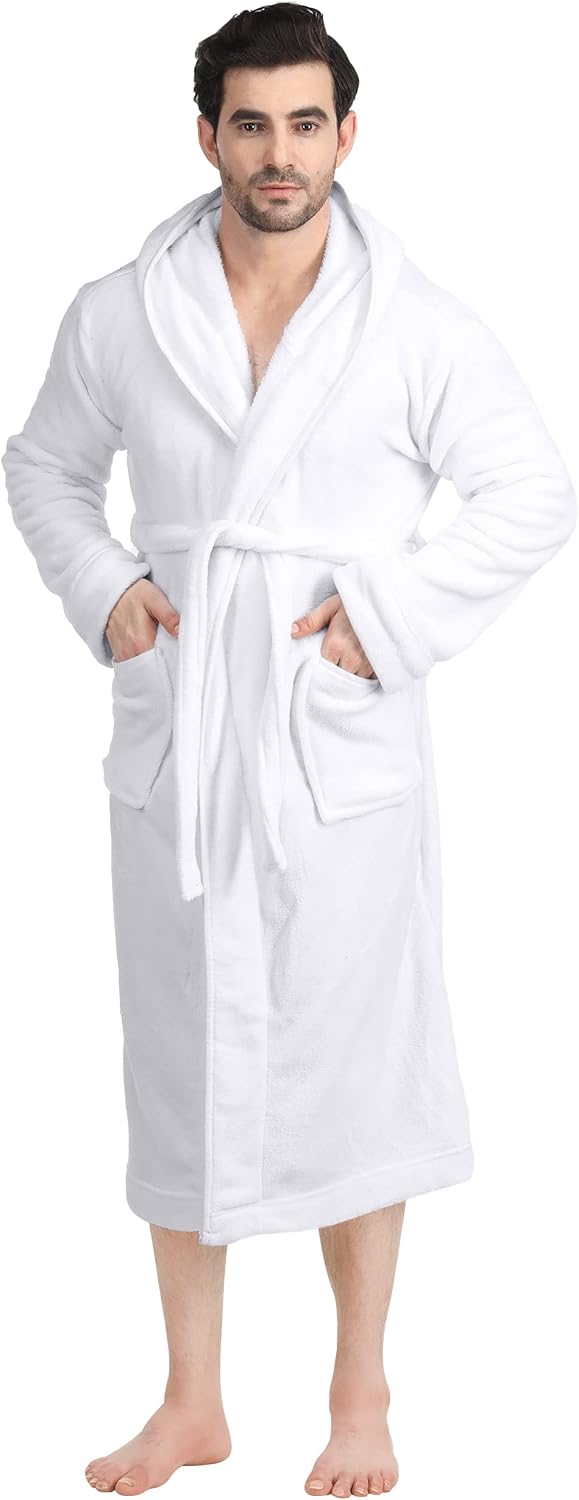 Comfortable Men's Fleece Bathrobe - Harry-Black-S/M-Nora Luxe