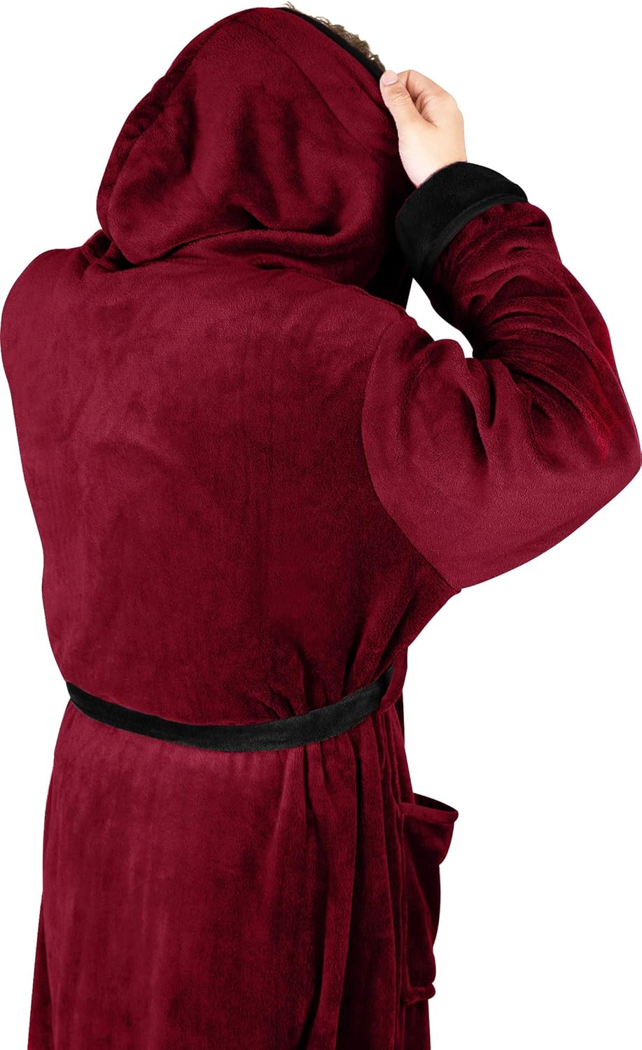 Comfortable Men's Fleece Bathrobe - Harry-Black-S/M-Nora Luxe