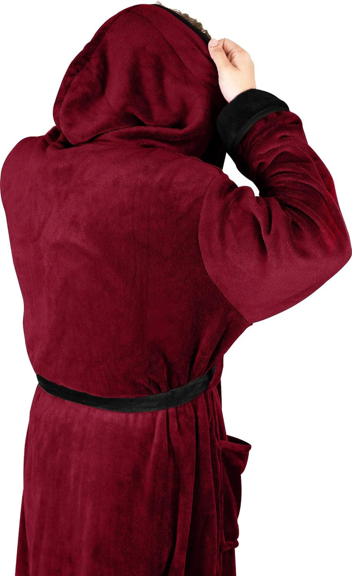 Comfortable Men's Fleece Bathrobe - Harry-Black-S/M-Nora Luxe