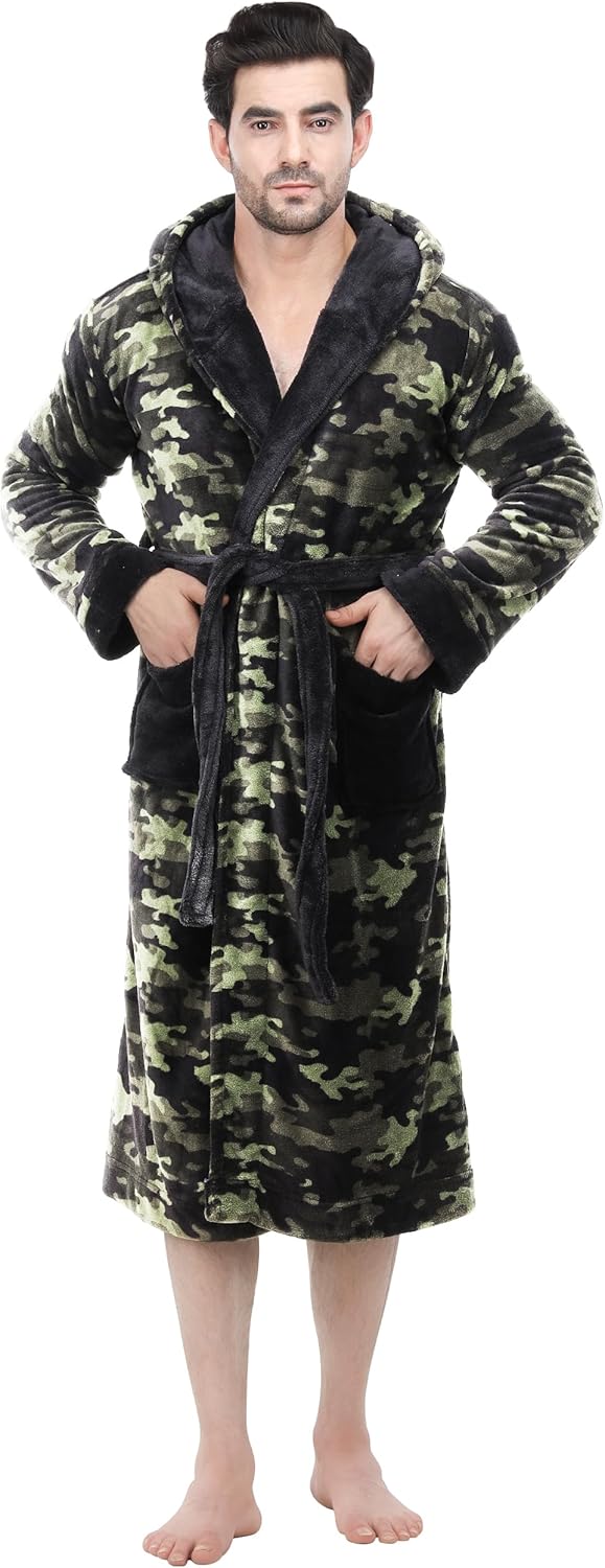Comfortable Men's Fleece Bathrobe - Harry-Black-S/M-Nora Luxe