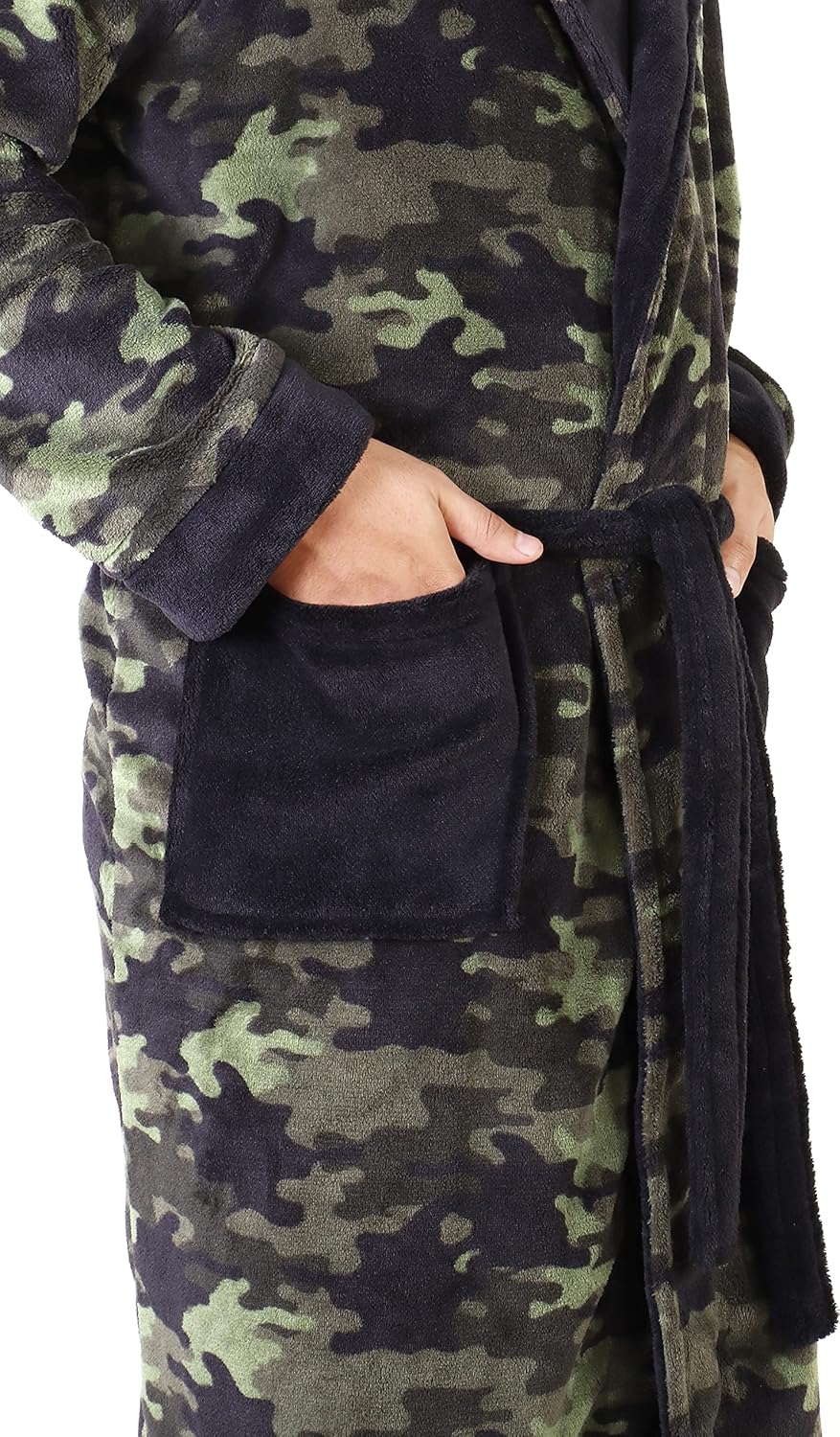 Comfortable Men's Fleece Bathrobe - Harry-Black-S/M-Nora Luxe