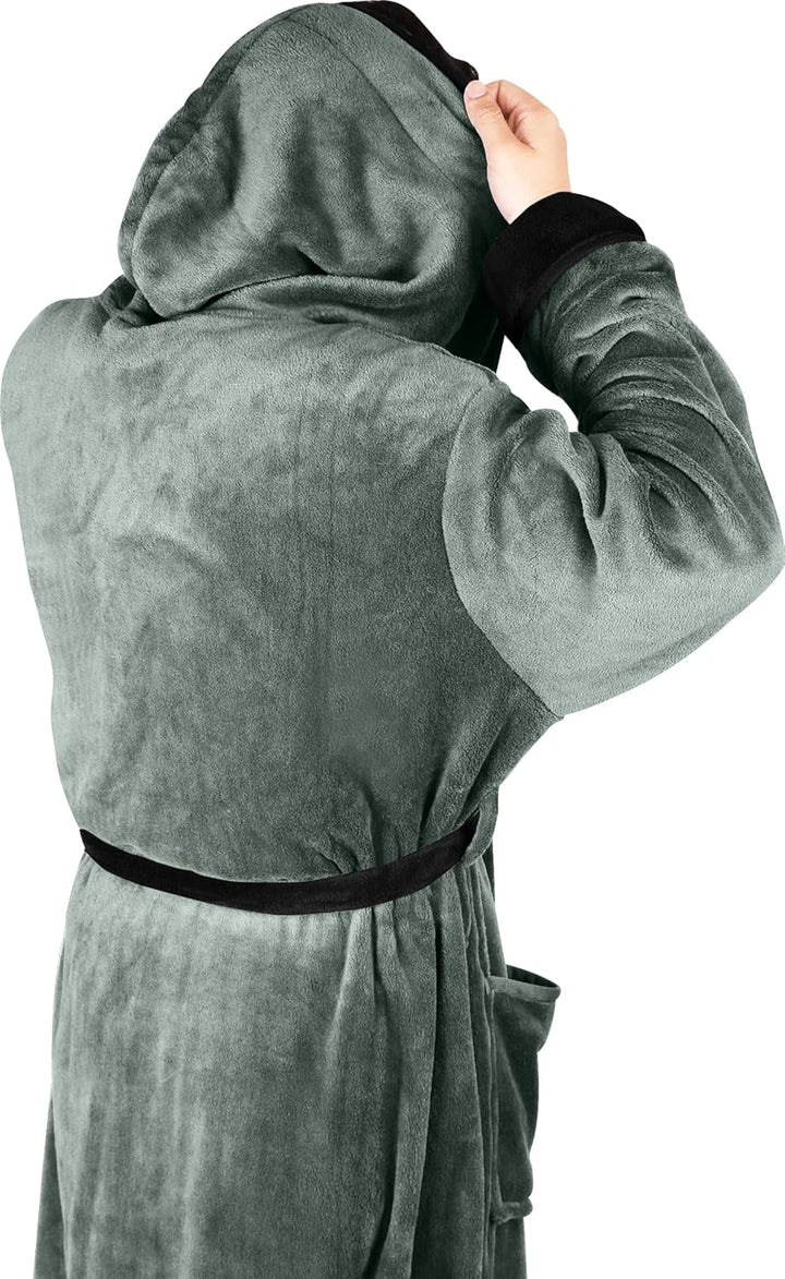 Comfortable Men's Fleece Bathrobe - Harry-Black-S/M-Nora Luxe