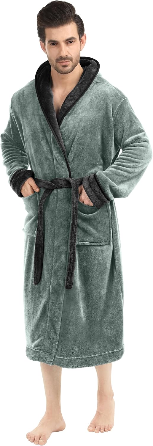 Comfortable Men's Fleece Bathrobe - Harry-Black-S/M-Nora Luxe
