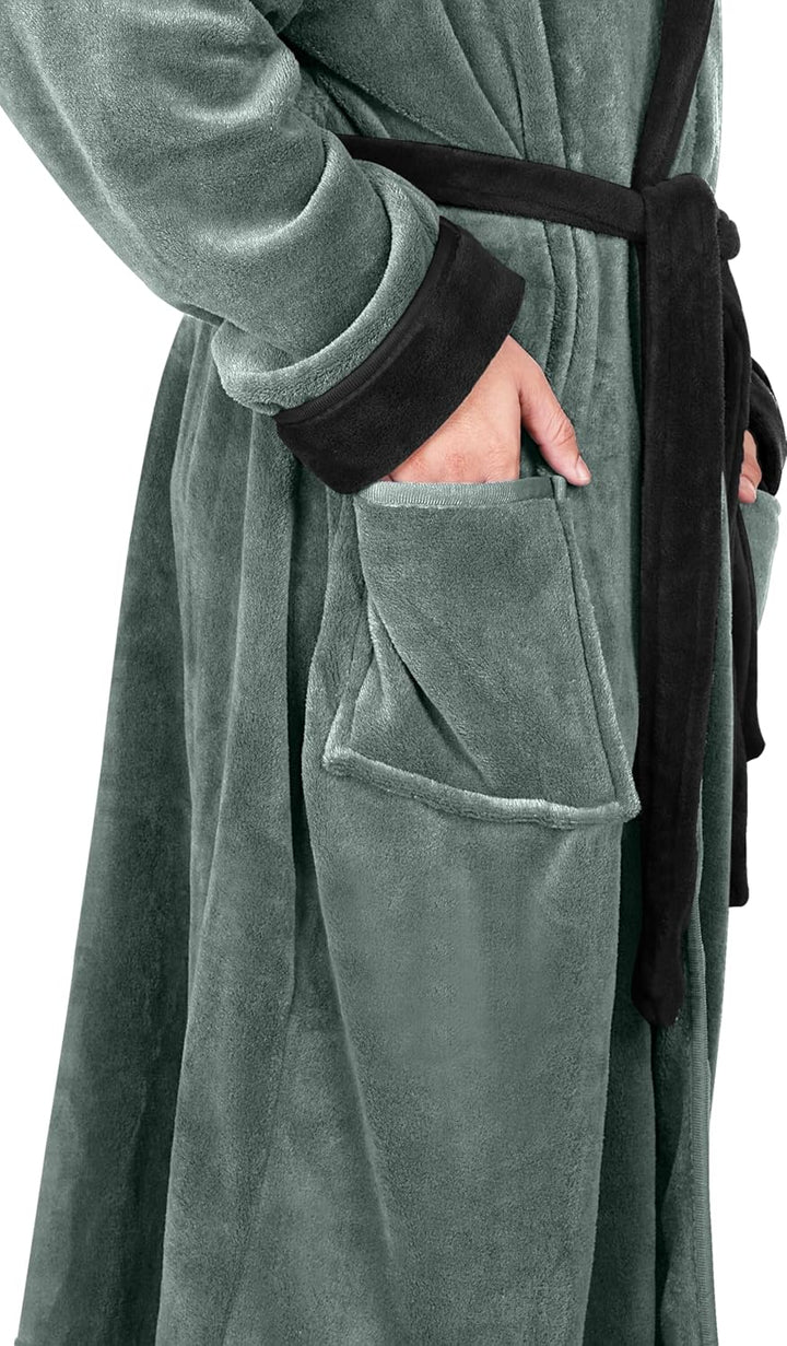 Comfortable Men's Fleece Bathrobe - Harry-Black-S/M-Nora Luxe