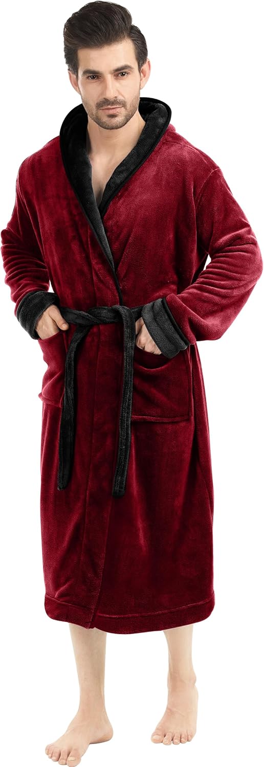Comfortable Men's Fleece Bathrobe - Harry-Black-S/M-Nora Luxe