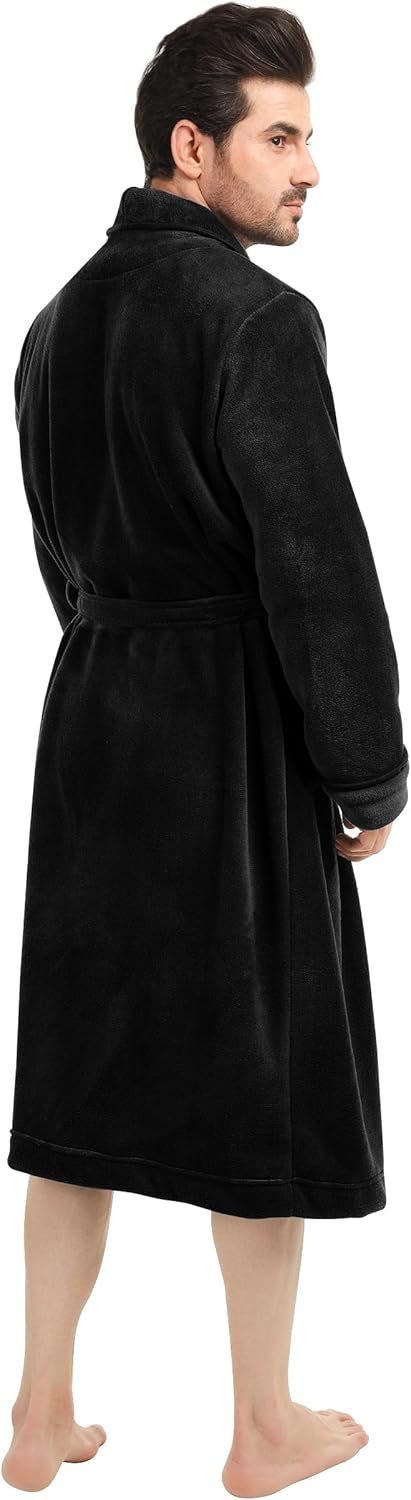 Comfortable Men's Fleece Bathrobe - Harry-Black-S/M-Nora Luxe