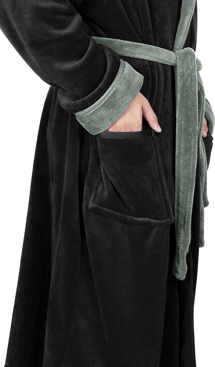 Comfortable Men's Fleece Bathrobe - Harry-Black-S/M-Nora Luxe