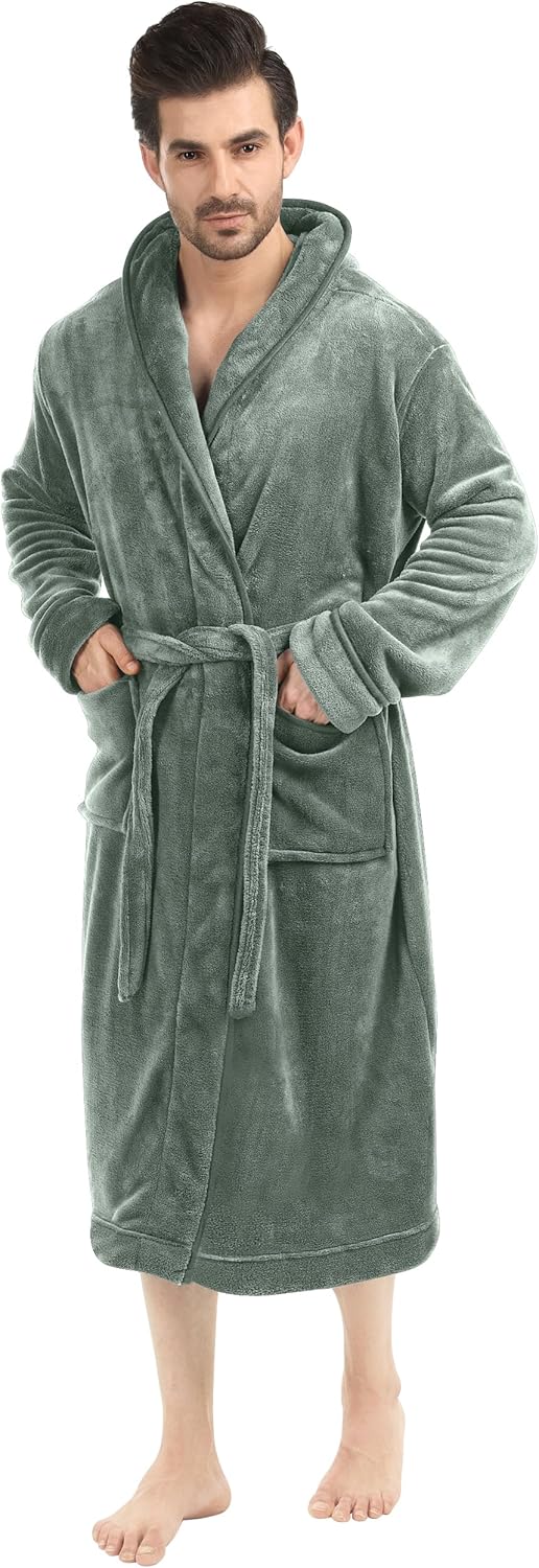 Comfortable Men's Fleece Bathrobe - Harry-Black-S/M-Nora Luxe