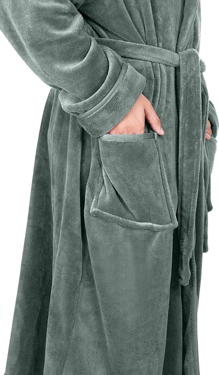 Comfortable Men's Fleece Bathrobe - Harry-Black-S/M-Nora Luxe