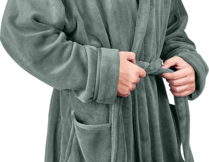 Comfortable Men's Fleece Bathrobe - Harry-Black-S/M-Nora Luxe