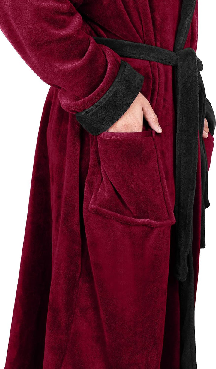 Comfortable Men's Fleece Bathrobe - Harry-Black-S/M-Nora Luxe