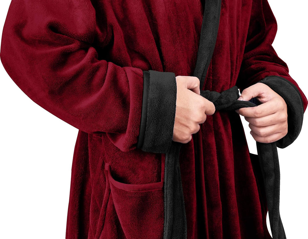 Comfortable Men's Fleece Bathrobe - Harry-Black-S/M-Nora Luxe