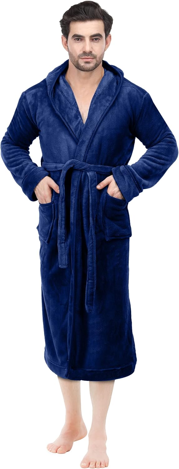 Comfortable Men's Fleece Bathrobe - Harry-Black-S/M-Nora Luxe