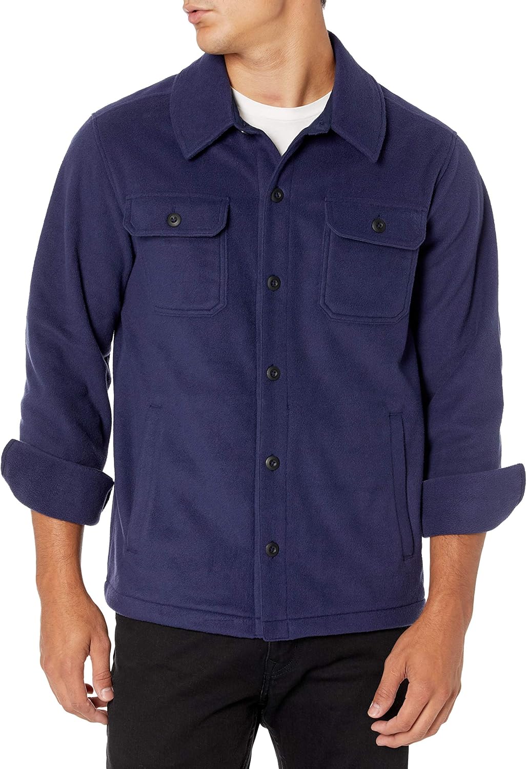 Comfortable Men's Fleece Shirt - Max-Dark Blue-S-Nora Luxe