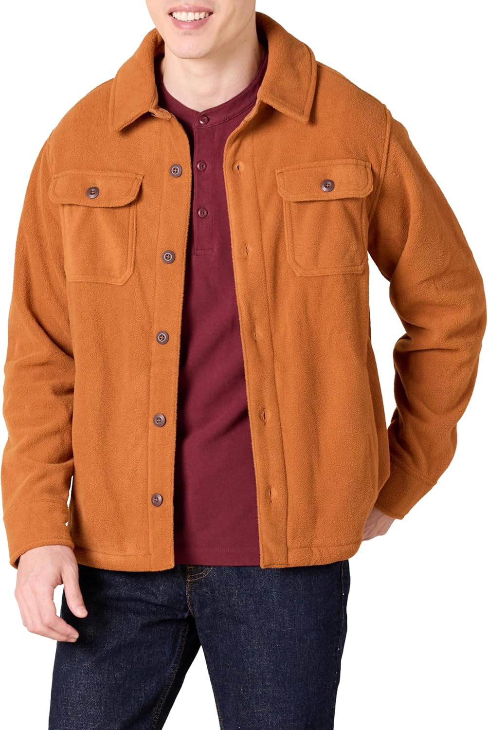 Comfortable Men's Fleece Shirt - Max-Orange-S-Nora Luxe