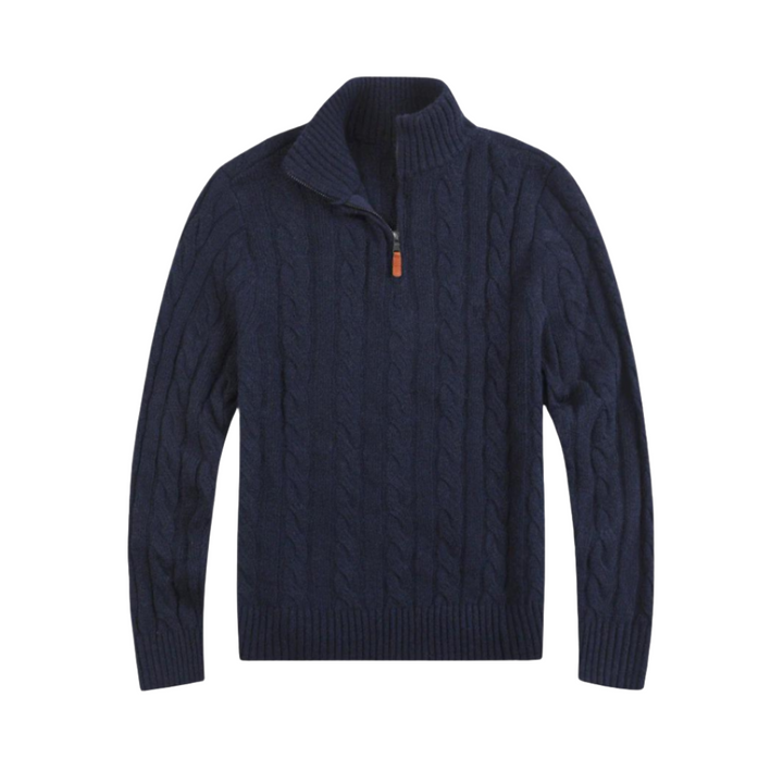 Comfortable Men's Half Zip Sweater - Vincent-Dark Blue-S-Nora Luxe