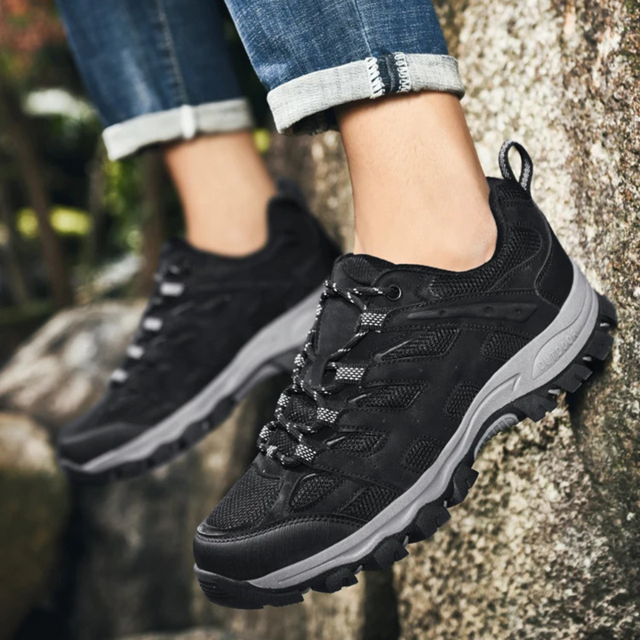 Comfortable Men's Hiking Shoes - TerraTrek-6-Black-Nora Luxe
