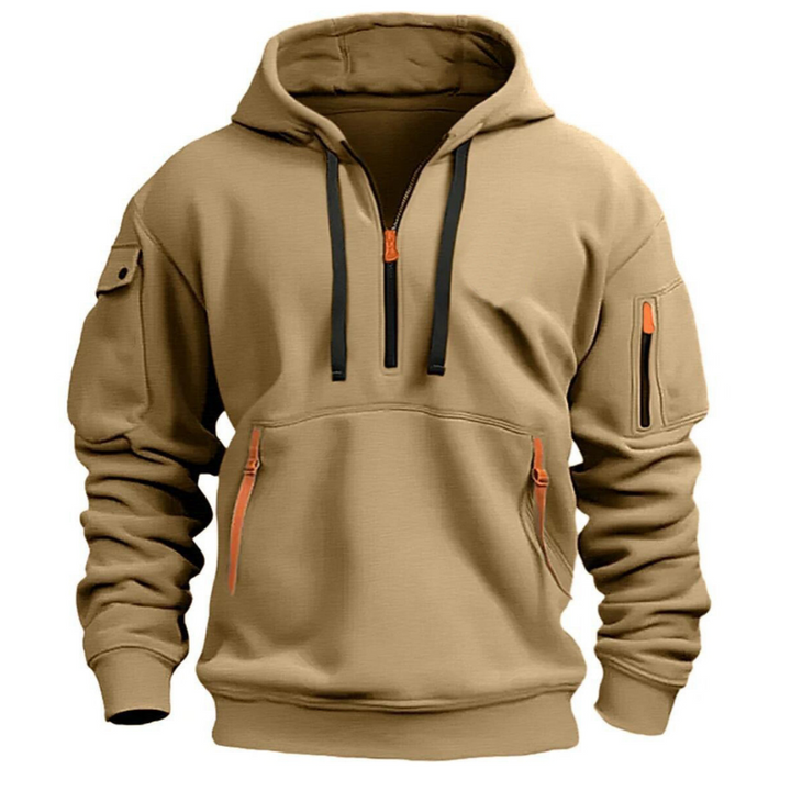 Comfortable Men's Hoodie - Levi-Khaki-S-Nora Luxe