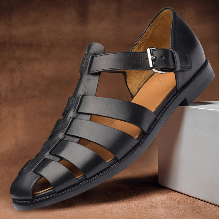 Comfortable men's leather sandals with non-slip sole – 50% off – Milan-Black-5.5-Nora Luxe