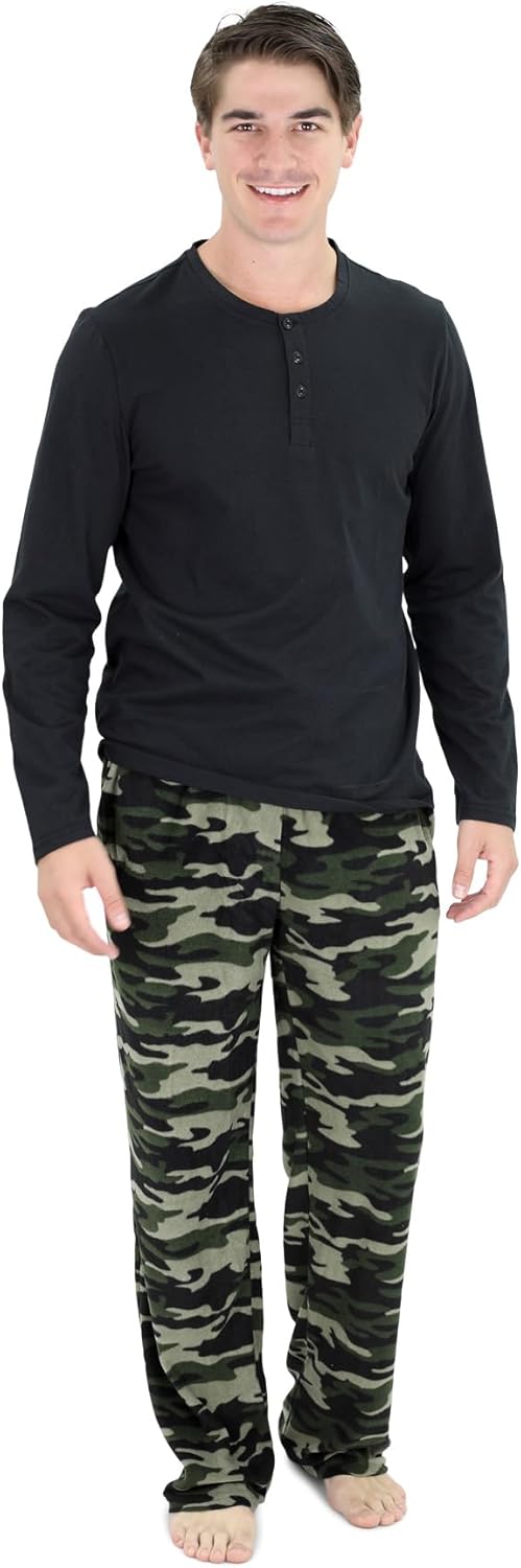 Comfortable Men's Pajama Set - Sean-Black Camouflage-S-Nora Luxe