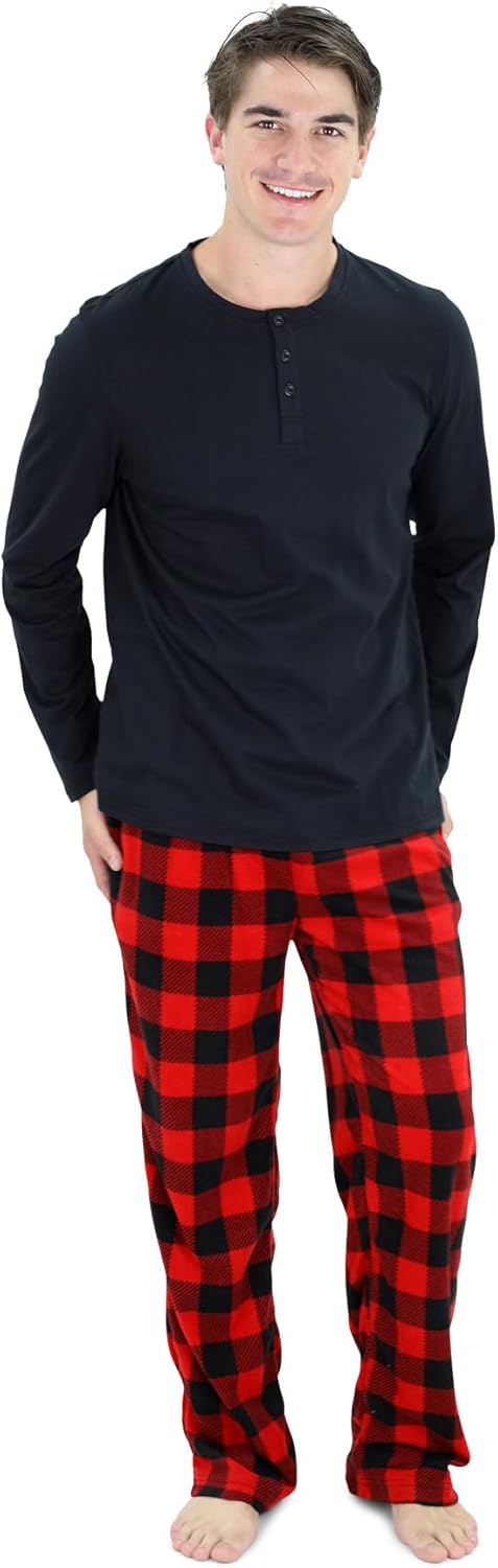 Comfortable Men's Pajama Set - Sean-Black Red-S-Nora Luxe