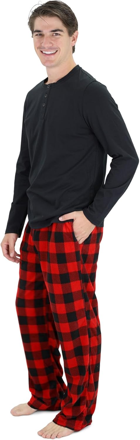 Comfortable Men's Pajama Set - Sean-Black Red-S-Nora Luxe