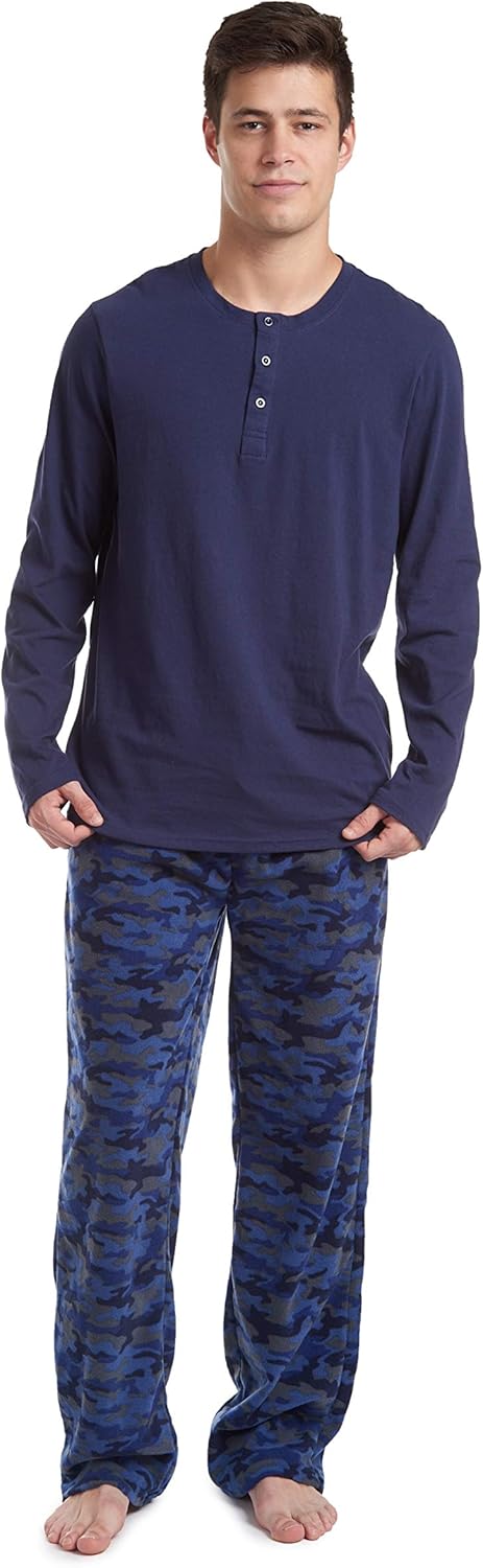 Comfortable Men's Pajama Set - Sean-Blue Camouflage-S-Nora Luxe