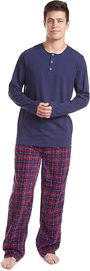 Comfortable Men's Pajama Set - Sean-Blue/Red-S-Nora Luxe