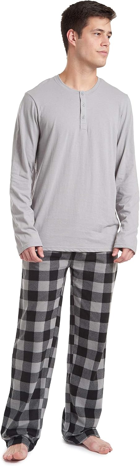 Comfortable Men's Pajama Set - Sean-Gray Checked-S-Nora Luxe