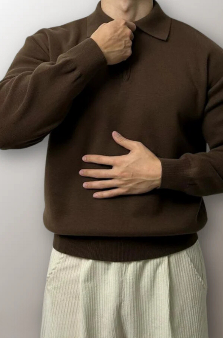 Comfortable Men's Polo Sweater - Liam-Brown-S-Nora Luxe