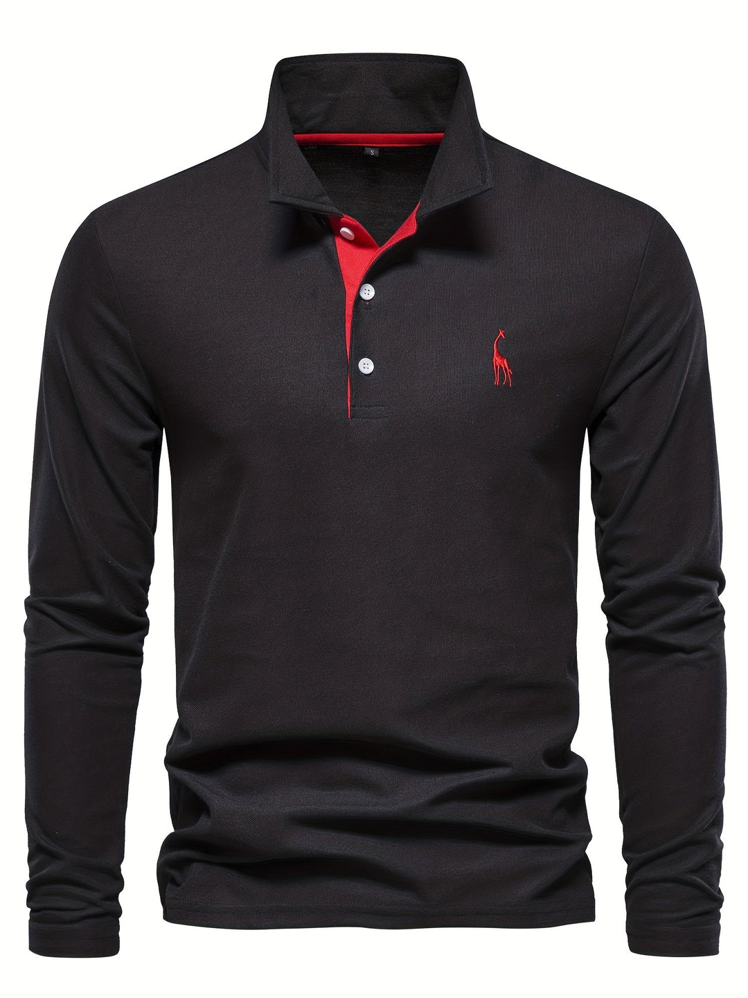 Comfortable Men's Polo with Long Sleeves-Marine Blue-S-Nora Luxe