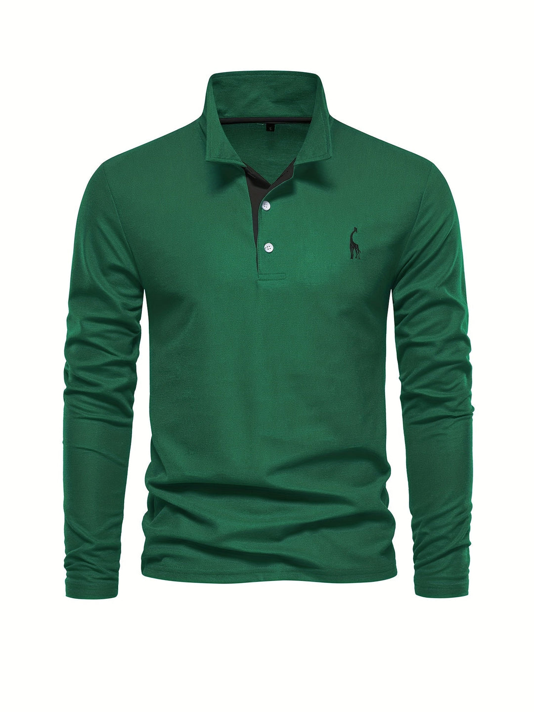 Comfortable Men's Polo with Long Sleeves-Marine Blue-S-Nora Luxe