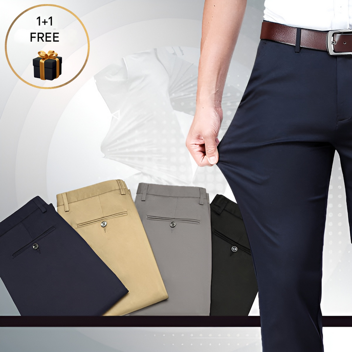 Comfortable Men's Stretch Trousers - Oliver-Blue-29-Nora Luxe