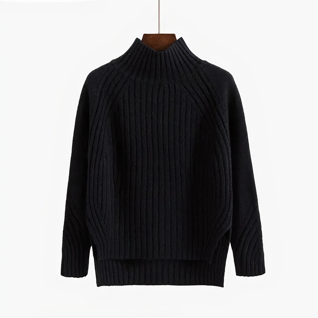 Comfortable Men's Sweater with Round Neck - Ruben-Black-S-Nora Luxe