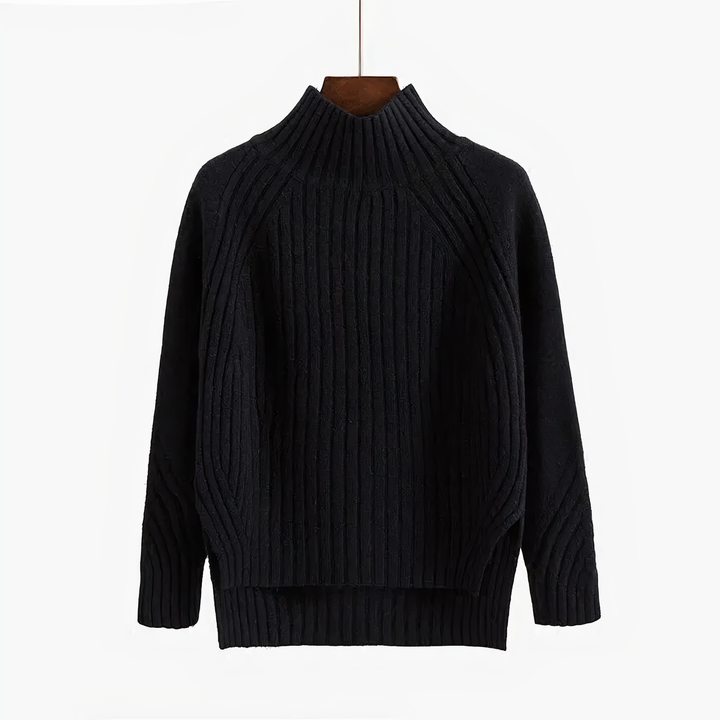 Comfortable Men's Sweater with Round Neck - Ruben-Black-S-Nora Luxe