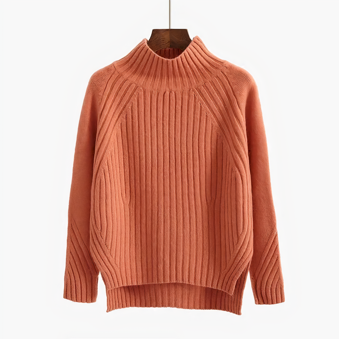 Comfortable Men's Sweater with Round Neck - Ruben-Orange-S-Nora Luxe