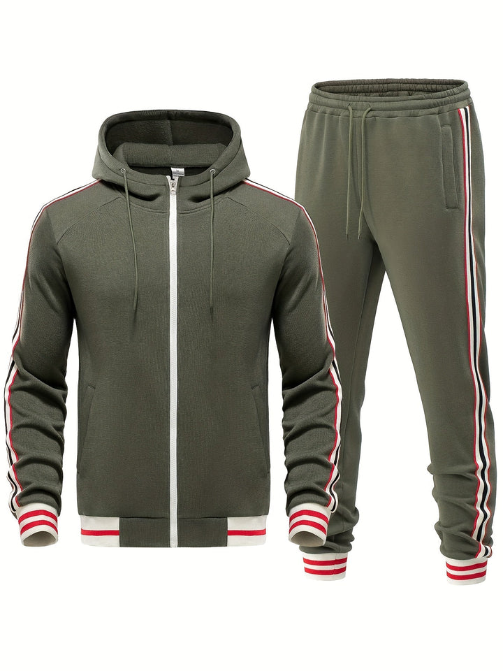 Comfortable Men's Tracksuit - Damon-Olive green-S-Nora Luxe