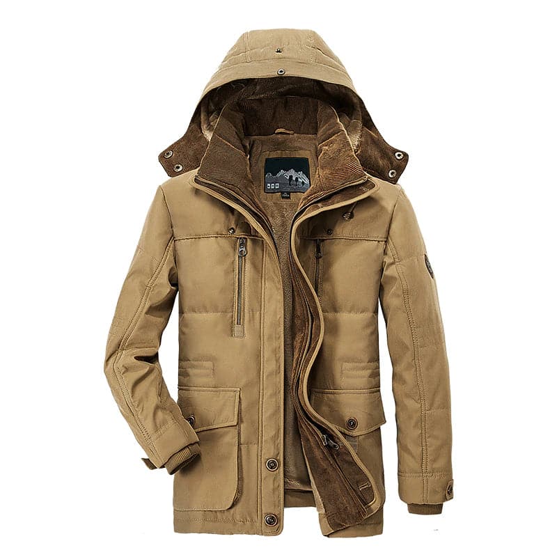 Comfortable Men's Winter Jacket with Multiple Pockets - Max-Khaki-XS-Nora Luxe