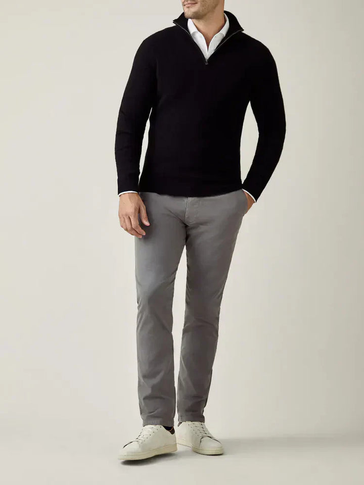 Comfortable Men's Zip-up Sweater - Lucas-Black-S-Nora Luxe
