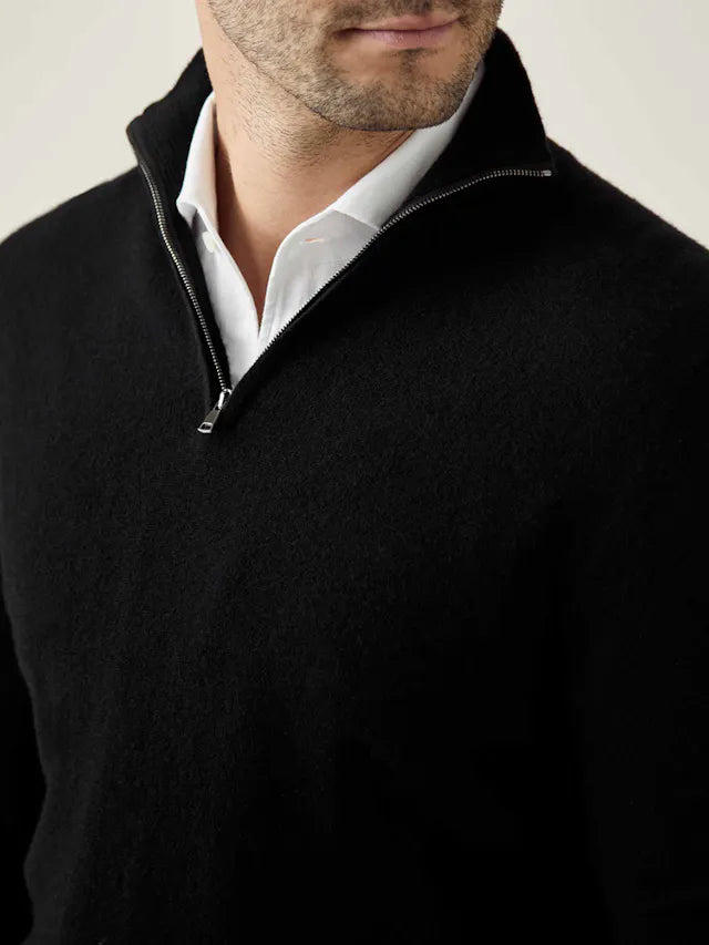 Comfortable Men's Zip-up Sweater - Lucas-Black-S-Nora Luxe