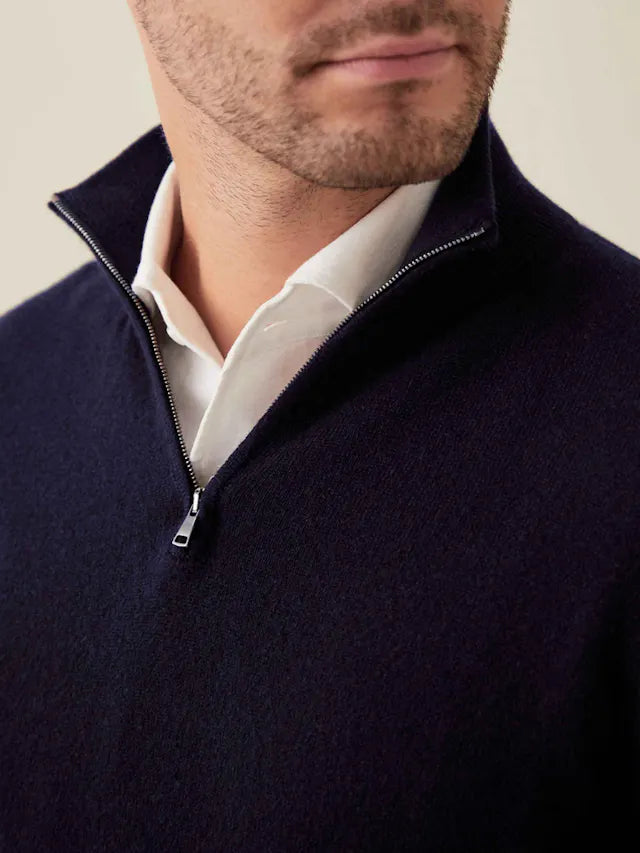 Comfortable Men's Zip-up Sweater - Lucas-Black-S-Nora Luxe