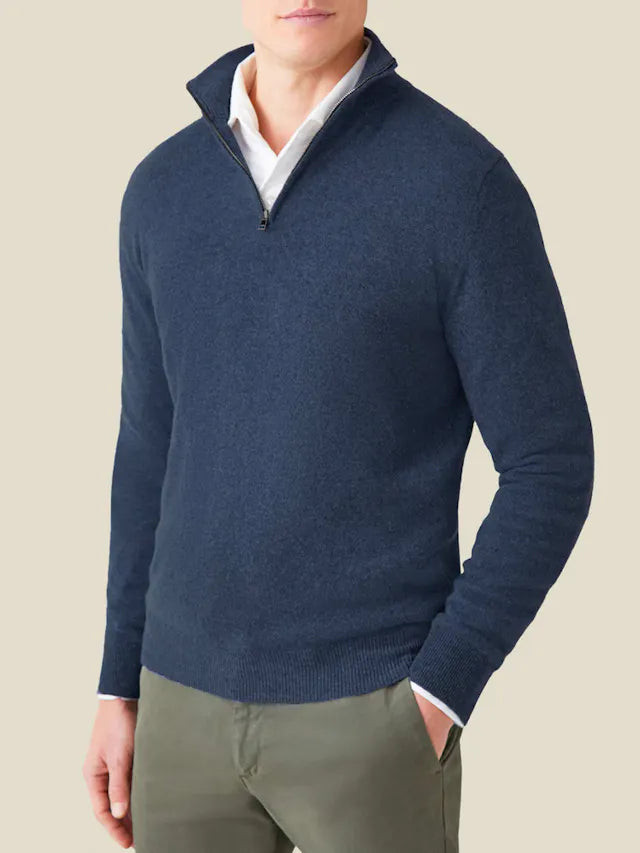 Comfortable Men's Zip-up Sweater - Lucas-Black-S-Nora Luxe