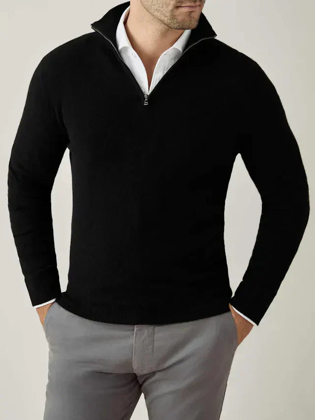 Comfortable Men's Zip-up Sweater - Lucas-Black-S-Nora Luxe