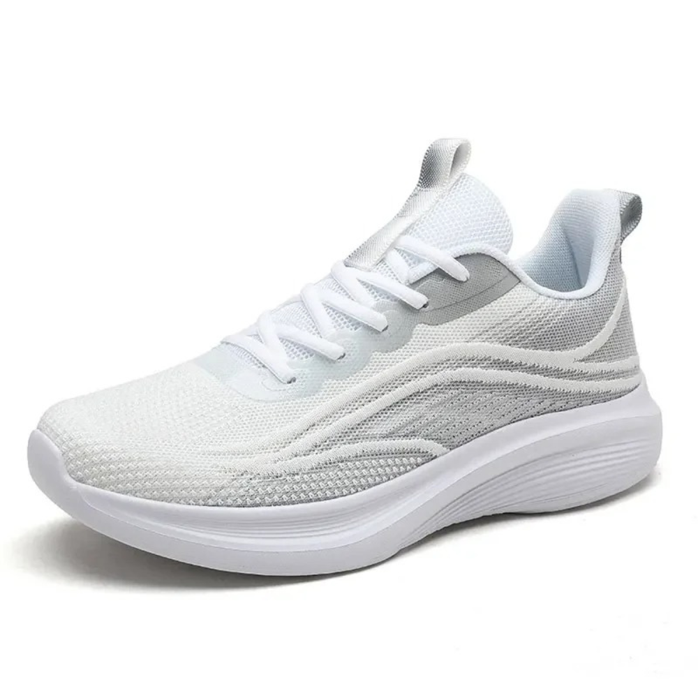 Comfortable Orthopaedic Sneakers - AeroStride-2.5-White-Grey-Nora Luxe