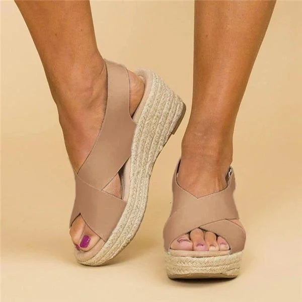 Comfortable Orthopaedic Wedge Espadrilles - Clara-Black-5-Nora Luxe