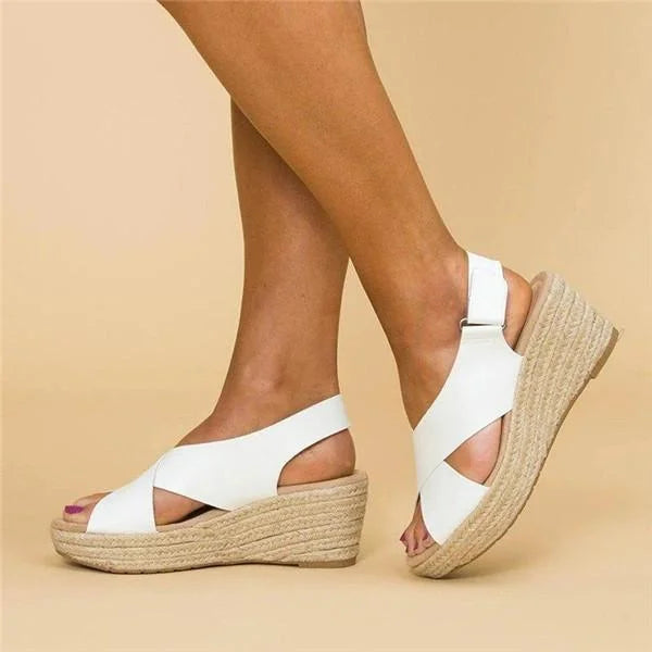 Comfortable Orthopaedic Wedge Espadrilles - Clara-Black-5-Nora Luxe