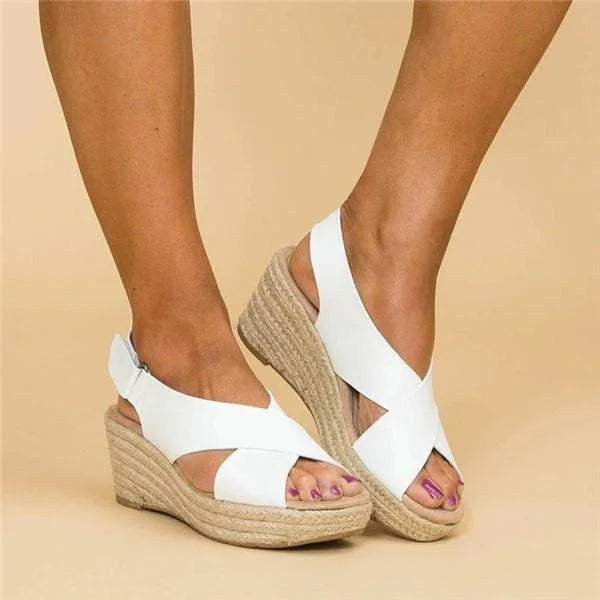 Comfortable Orthopaedic Wedge Espadrilles - Clara-Black-5-Nora Luxe