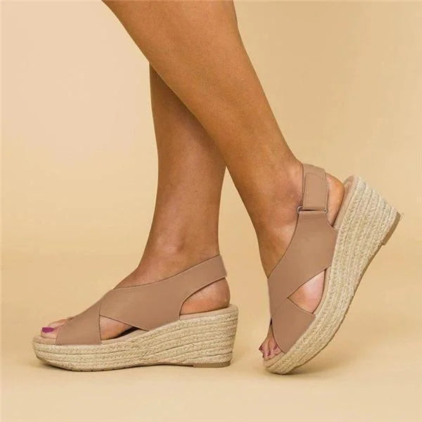 Comfortable Orthopaedic Wedge Espadrilles - Clara-Black-5-Nora Luxe